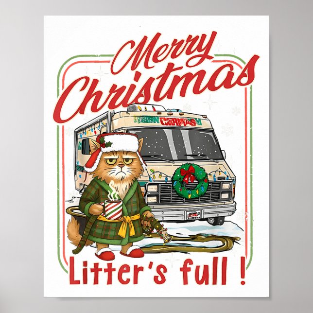 Litter's Full Merry Christmas Funny Cat Lovers Hol Poster (Framsidan)