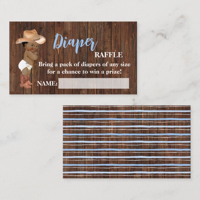 Little AA Cowboy Diaper Raffle Biljett Baby Shower (Fram/baksida)