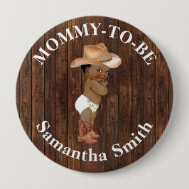 Little AA Cowboy Western Baby Shower Mamma för att Knapp