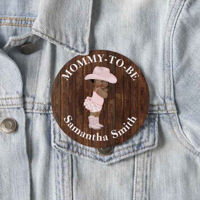 Little AA Cowgirl Western Baby Shower Mamma för at Knapp (In Situ)