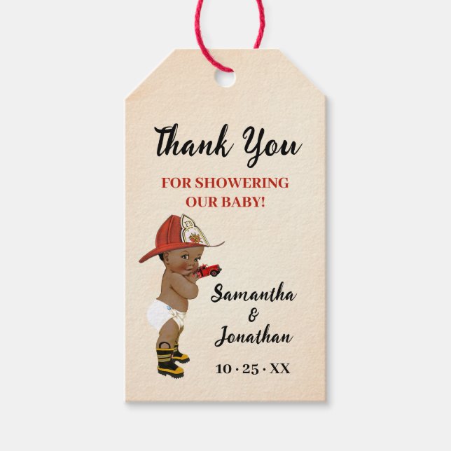 Little AA Firefighter Baby Shower Favor Gift-Märkr Presentetikett (Framsidan)