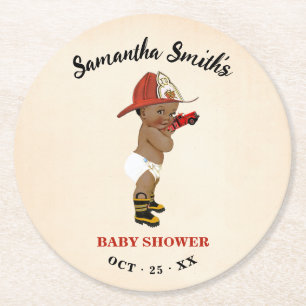 Little AA Firefighter Baby Shower Underlägg Papper Rund