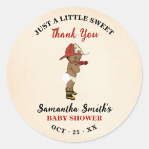 Little AA Firefighter Red Baby Shower Tack Runt Klistermärke