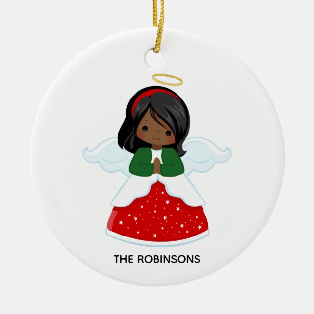 Little African Girl jul jul Angel Julgransprydnad Keramik (Framsidan)