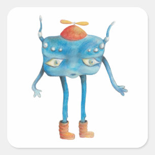 Little Alien Pi Fyrkantigt Klistermärke