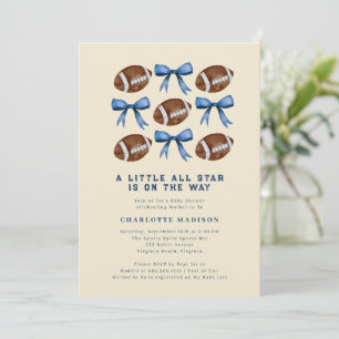 Little All Star Football and Bows Baby Shower Inbjudningar