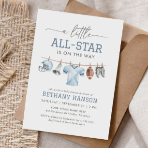 Little All Star Football Baby Shower Inbjudningar