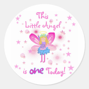Little Angel 1:a Birthday Tshirts och Gifts Runt Klistermärke