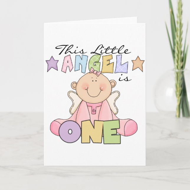 Little Angel 1:a födelsedagen Tshirts och Gifts Kort (Framsida)