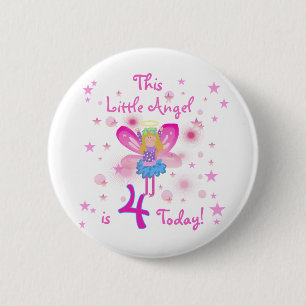 Little Angel 4e födelsedagen T-shirts och Gifts Knapp