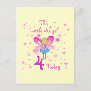 Little Angel 4e födelsedagen T-shirts och Gifts Vykort