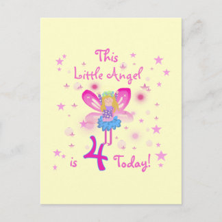Little Angel 4e födelsedagen T-shirts och Gifts Vykort