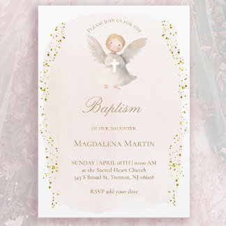 little angel baby girl | Baptism Invitation Inbjudningar