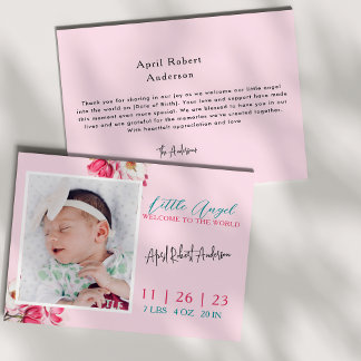 Little Angel Baby Photo Birth Announcement Meddelande