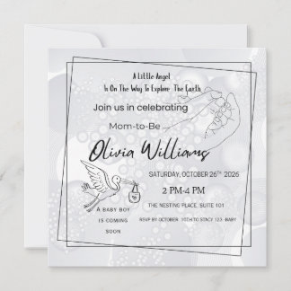 Little Angel Baby Shower Invitation | Elegant Cust Inbjudningar
