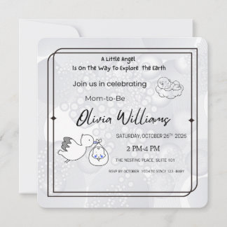 Little Angel Baby Shower Invitation | Neutral Eleg Inbjudningar