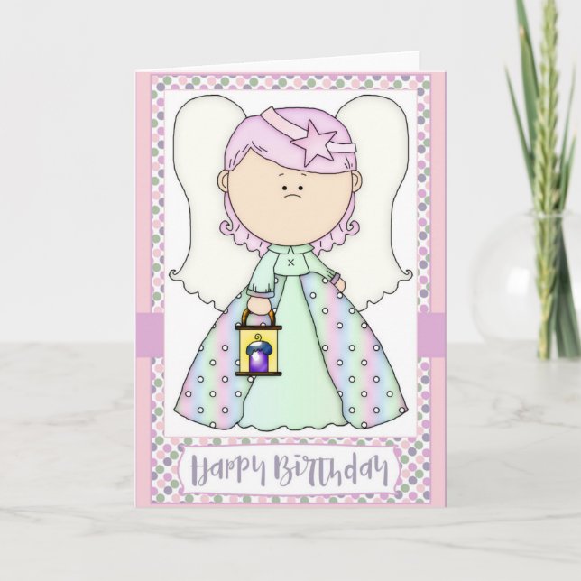 Little Angel Girl Birthday Greeting Card Kort (Framsida)