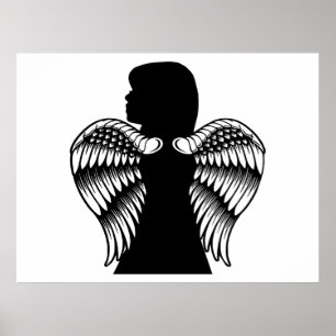 Little Angel Girl Silhouette Fantasy art Poster