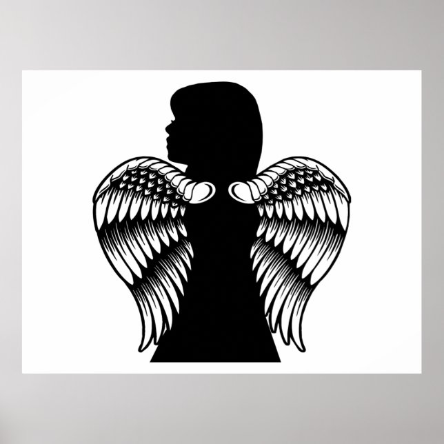 Little Angel Girl Silhouette Fantasy art Poster (Framsidan)