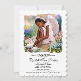 Little Angel med Bunnies Heliga Communion Inbjudningar