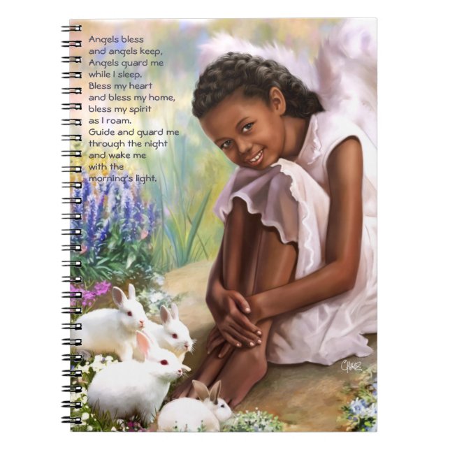 Little Angel med Bunnies Påsk Gift Notebook Anteckningsbok Med Spiral (Framsidan)