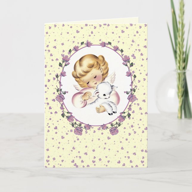 Little Angel med Lamb.Christian Påsk Cards Helgkort (Framsida)