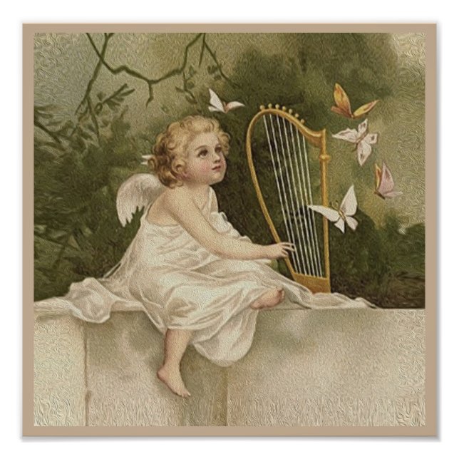 Little Angel och Butterflies Fototryck (Framsidan)