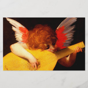LITTLE ANGEL PLAYING LUTE Music Skapar Cherub Brevpapper