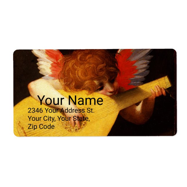 LITTLE ANGEL PLAYING LUTE Music Skapar Cherub Fraktsedel (Framsidan)