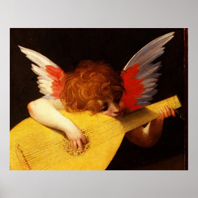 LITTLE ANGEL PLAYING LUTE Music Skapar Cherub Poster (Framsidan)
