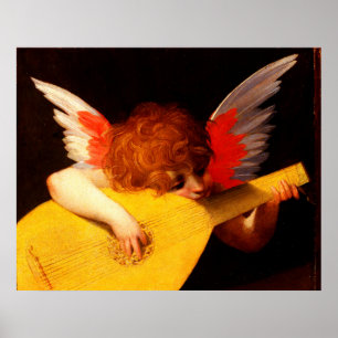 LITTLE ANGEL PLAYING LUTE Music Skapar Cherub Poster