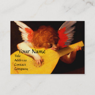 LITTLE ANGEL PLAYING LUTE Music Skapar Cherub Visitkort
