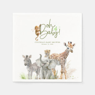 Little Animals Jungle Safari Baby Shower Brown Pappersservett