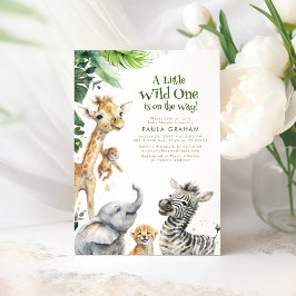 Little Animals Jungle Safari Vild Cute Baby Shower Inbjudningar