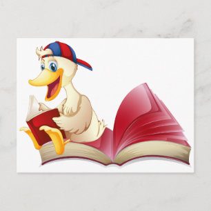 Little anka läser bok vykort