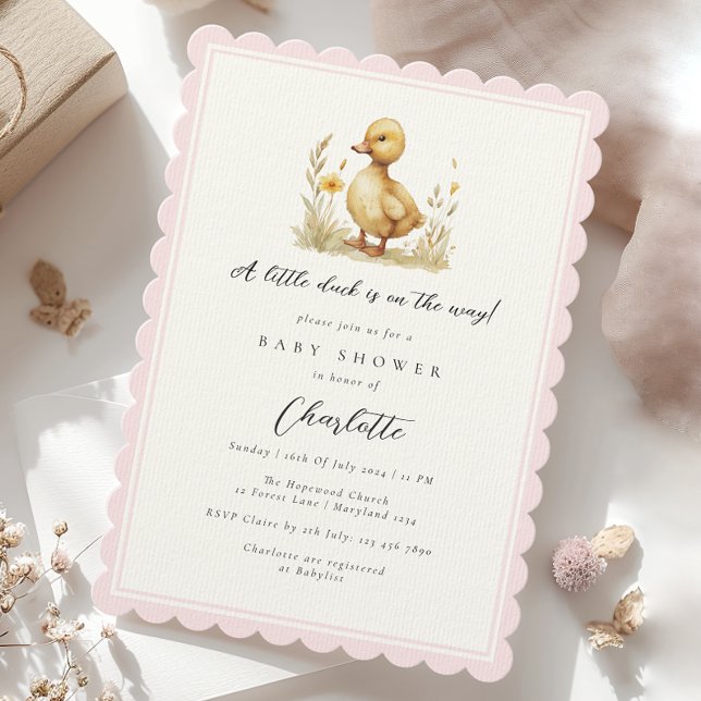 Little Anka Scallopped Baby Rosa Girl Baby Shower Inbjudningar (Skapare uppladdad)