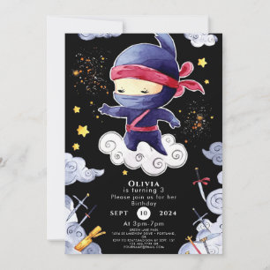 Little Anpassningsbar Ninja Birthday Inbjudningar