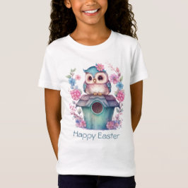Little Aqua och Guld Uggla Glad påsk T Shirt
