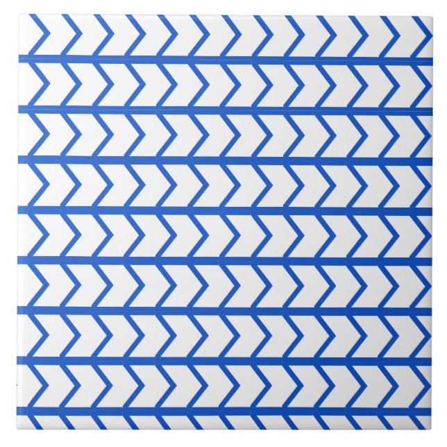 Little Art Deco Chevrons in Blue Tile Kakelplatta (Framsidan)