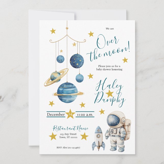 Little Astronaut Baby Shower Invitation Inbjudningar (Framsida)