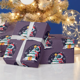 Little Astronaut Decorating Julgran Presentpapper