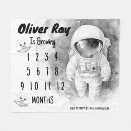 Little Astronaut Milestone Blanket Fleecefilt