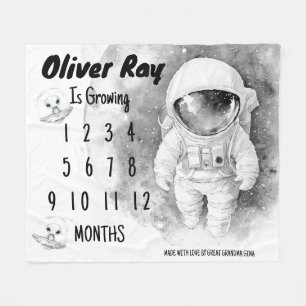 Little Astronaut Milestone Blanket Fleecefilt