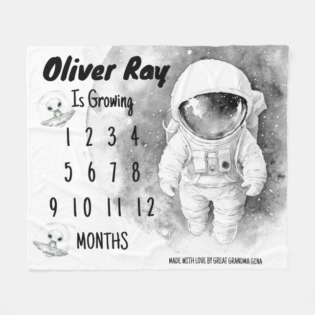 Little Astronaut Milestone Blanket Fleecefilt (Framsidan (Horisontell))