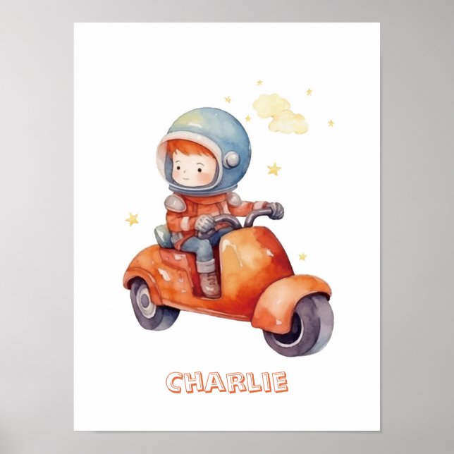 Little Astronaut's Motorcle Anpassade Poster (Framsidan)