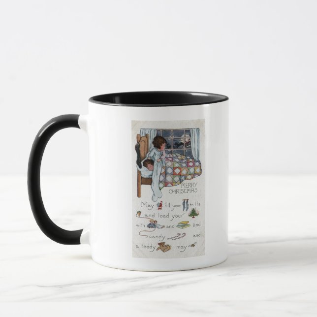 Little Awaken Girl Spies Santa and Sleigh Mugg (Vänster)