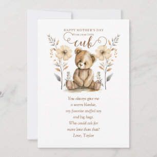 Little Baby Bear Unge First Mors dag Inbjudningar
