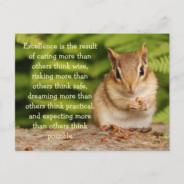 Little Baby Chipmunk Excellence Quote Postcard Vykort (Framsida)
