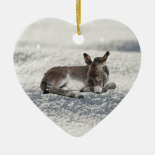 Little Baby Donkey i Snö Julgransprydnad Keramik