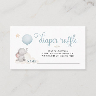 Little Baby Elephant Baby Shower Diaper Raffle Car Visitkort
